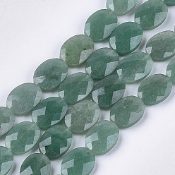 Зеленый Авантюрин Естественный зеленый авантюрин бисер нитей, граненые, овальные, 18x13~13.5x5.5~6 мм, отверстие : 1.2 мм, около 11 шт / нитка, 7.8 дюйм