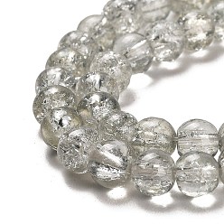 Light Grey Baking Painted Transparent Crackle Glass Round Bead Strands, Light Grey, 6.5mm, Hole: 1.5mm, about 145pcs/strand, 31.4 inch