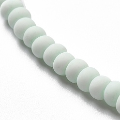 Azure Handmade Frosted Porcelain Beads, Flat Round, Azure, 4x3mm, Hole: 0.8mm, about 134pcs/strand, 15.55 inch(39.5cm)