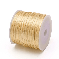 Light Khaki Nylon Cord, Satin Rattail Cord, for Beading Jewelry Making, Chinese Knotting, Light Khaki, 1mm, about 32.8 yards(30m)/roll