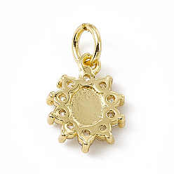 Real 18K Gold Plated Brass Micro Pave Cubic Zirconia Charms, with Jump Ring, Oval Flower with Religion Virgin Mary Charm, Real 18K Gold Plated, 12x9x2mm, Hole: 3mm