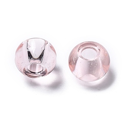 Misty Rose Glass European Beads, Large Hole Beads, Rondelle, Misty Rose, 15x10mm, Hole: 5~6.4mm