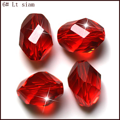 Red Imitation Austrian Crystal Beads, Grade AAA, Faceted, Bicone, Red, 6x8mm, Hole: 0.7~0.9mm