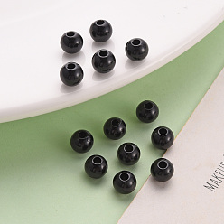 Noir Perles acryliques opaques, ronde, noir, 6x5mm, Trou: 1.8mm, environ4400 pcs / 500 g