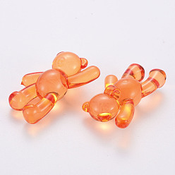 Coral Transparent Acrylic Beads, Bear, Coral, 37x28x13mm, Hole: 2.5mm, about 133pcs/500g