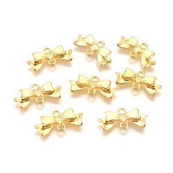 Golden Alloy Links connectors, Lead Free and Cadmium Free, Bowknot, Golden, 20x10x3mm, Hole: 2mm