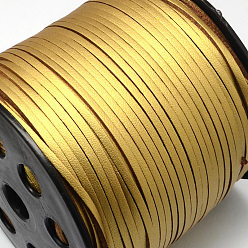 Verge D'or Fil de daim, cordon suede, dentelle de faux suède, un côté couvrant de simili cuir, verge d'or, 2.7x1.4mm, environ 98.42 yards (90m)/rouleau
