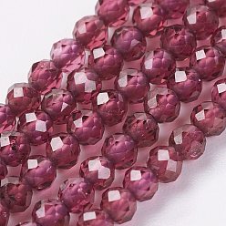 Garnet Natural Grade AA Garnet Bead Strand, Round, Faceted, 2mm, Hole: 0.5mm, about 164pcs/strand, 15.8 inch(40.2cm)