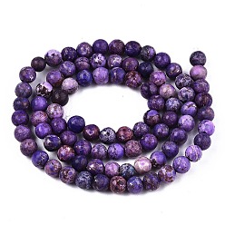 Indigo Natural American Turquoise Beads Strands, Dyed & Heated, Round, Indigo, 4mm, Hole: 0.8mm, about 47~48pcs/strand, 15 inch(38cm)