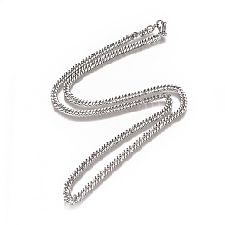 Stainless Steel Color Men's Cuban Link Chain Necklaces, Fashionable 201 Stainless Steel Necklaces, with Lobster Claw Clasps, Stainless Steel Color, 24 inch(61cm), 4.5x2mm
