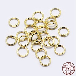 Золотой 925 круглые кольца из серебра, паяные кольца, Замкнутые кольца для прыжков, золотые, 18 датчик, 8x1 мм, внутренний диаметр: 6 мм, Около 50 шт / 10 г