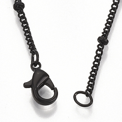 Black Brass Coated Iron Curb Chain Necklace Making, with Lobster Claw Clasps, Black, 32 inch(81.5cm)