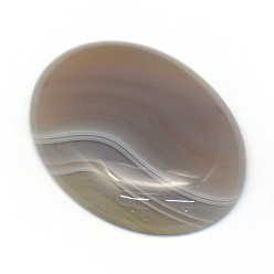 Gray Oval Dyed Natural Striped Agate/Banded Agate Cabochons, Gray, 40x30x6~8mm