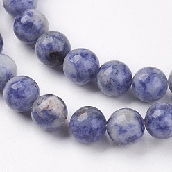 Blue Spot Jasper Natural Blue Spot Jasper Bead Strands, Round, 8mm, Hole: 1mm, about 45~47pcs/strand, 15.7 inch