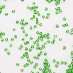 Green 12/0 Transparent Glass Round Seed Beads, Grade A, Silver Lined, Green, 1.8~2.0mm, Hole: 0.8mm, about 28000pcs/pound