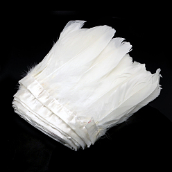 White Fashion Goose Feather Cloth Strand Costume Accessories, White, 100~180x38~62mm, about 2m/bag