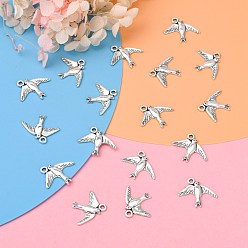 Antique Silver Alloy Pendants, Bird, Lead Free and Cadmium Free, Antique Silver, 17.5x22.5x1.5mm, Hole: 2mm