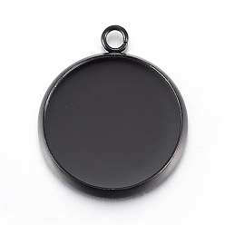 Electrophoresis Black Настройки кулон кабошон из нержавеющей стали, плоско-круглые, электрофорез черный, лоток : 14 мм, 18.5x16x2 мм, отверстие : 1.8 мм
