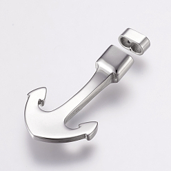 Stainless Steel Color 304 Stainless Steel Hook Clasps, with Slider Beads/Slide Charms, For Leather Cord Bracelets Making, Anchor, Stainless Steel Color, 43x27x6mm, Hole: 4x8mm, clasp: 4x10x6mm.