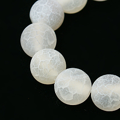 Blanc Brins de perles de naturelles craquements en agate , teint, ronde, Grade a, blanc, 4mm, Trou: 0.8mm, Environ 93 pcs/chapelet, 15 pouce
