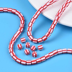 Red Handmade Polymer Clay Bead Strands, Column, Red, 6x6mm, Hole: 1.5mm, about 63pcs/strand, 15.55 inch~15.94 inch(39.5~40.5cm)