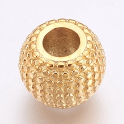 Golden Ion Plating(IP) 304 Stainless Steel European Beads, Large Hole Beads, Rondelle, Golden, 10.5x8.5mm, Hole: 4.5mm