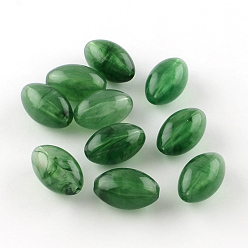 Средний Морско-зеленый Овальной имитация драгоценных камней акриловые бусины, средний морской зеленый, 20x12 мм, Отверстие : 2.5 мм , около 260 шт / 500 г