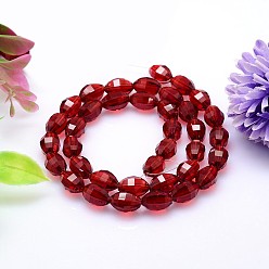 Dark Red Faceted Oval Imitation Austrian Crystal Bead Strands, Grade AAA, Dark Red, 13x10mm, Hole: 0.9~1mm, about 30pcs/strand, 15.7 inch