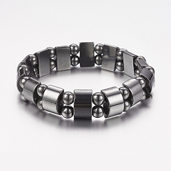 Black Valentine Day Gifts for Husband Stretchy Magnetic Synthetic Hematite Bracelet, Black, Inner Diameter: 2-1/8 inch(5.3cm)