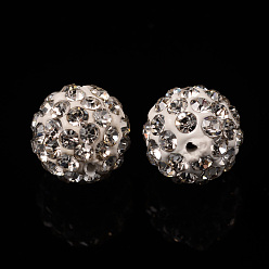 Crystal Pave Disco Ball Beads, Polymer Clay Rhinestone Beads, Grade A, Crystal, PP11(1.7~1.8mm), 8mm, Hole: 1mm