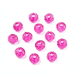 Rose Foncé Perles acryliques transparentes, facette, rondelle, rose foncé, 4x3.5mm, Trou: 1.5mm, environ14000 pcs / 500 g