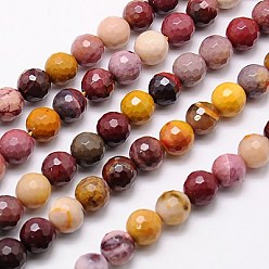 Mookaite Natural Mookaite Beads Strands, Faceted, Round, Mixed Color, 12mm, Hole: 1mm, about 33pcs/strand, 15.75 inch