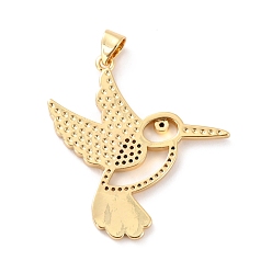 Colorful Brass Micro Pave Clear Cubic Zirconia Pendants, with Enamel, Long-Lasting Plated, Real 18K Gold Plated, Bird, Colorful, 33.5x31x2mm, Hole: 3x4mm