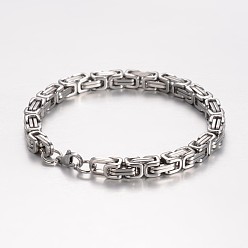 Couleur Acier Inoxydable 201 définit bijoux en acier inoxydable, colliers et bracelets de la chaîne byzantines, couleur inox, 23.23 pouces (590 mm), 9 pouces (230 mm)