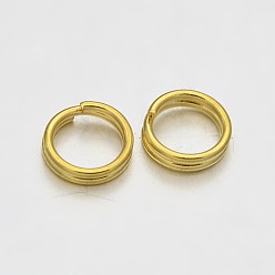 Golden Brass Split Rings, Double Loops Jump Rings, Golden, 6x1.5mm, Inner Diameter: 5mm