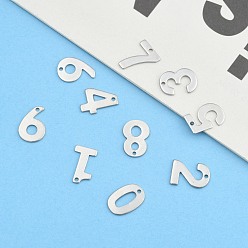 Number 201 Stainless Steel Number Charms, Mixed, 11x5.5~8x0.5mm, Hole: 1mm