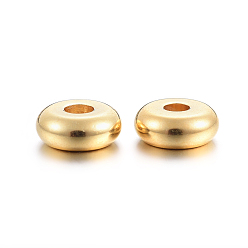 Golden 304 Stainless Steel Spacer Beads, Flat Round, Golden, 6x2.5mm, Hole: 1.8mm