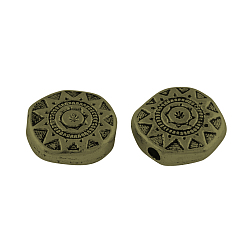 Antique Bronze Tibetan Style Alloy Beads, Cadmium Free & Nickel Free & Lead Free, Flat Round, Antique Bronze, 10x10x3.5mm, Hole: 2mm, about 820pcs/1000g
