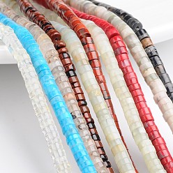 Mixed Stone Column Natural & Synthetic Mixed Gemstone Bead Strands, 6x3mm, Hole: 1mm, about 132pcs/strand, 15.74 inch
