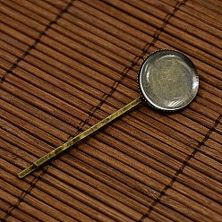 Antique Bronze 18mm Transparent Clear Domed Glass Cabochon Cover for Iron Hair Bobby Pin DIY Making, Antique Bronze, 63x19x2mm