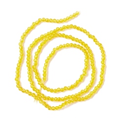 Jaune Chapelets de perles en verre transparentes  , facette, ronde, jaune, 2mm, Trou: 0.6mm, Environ 182~201 pcs/chapelet, 14.57~15.24 pouce ((37~38.7 cm)