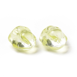 Olive Transparent Czech Glass Beads, Rabbit, Olive, 17.5x15x11.5mm, Hole: 1.4mm