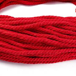 Red Cotton Thread Cords, 3-Ply, For Jewelry Making, Red, 5~5.8mm, 109.4 yard(100m)/bundle