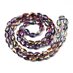 Mixed Color Electroplate Glass Beads Strands, Oval, Mixed Color, 8.5x6x4mm, Hole: 1mm, about 71~72pcs/strand, 23.23 inch~24.01 inch(59~61cm)