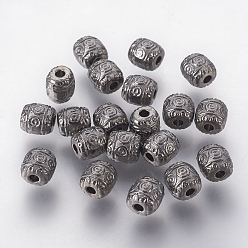 Gunmetal Tibetan Style Alloy Beads, Cadmium Free & Nickel Free & Lead Free, Barrel, Gunmetal, 6x6mm, Hole: 1.6mm