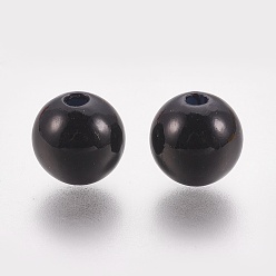 Noir Perles de nacre en plastique ABS, ronde, noir, 3mm, trou: 1.4 mm, environ 30000 pcs / 500 g