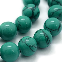 Sea Green Synthetic Turquoise Beads Strands, Round, Sea Green, 8mm, Hole: 0.8mm, about 50pcs/strand, 15.74 inch(40cm)