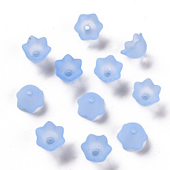 Голубой Прозрачные акриловые шарики, Цветок тюльпана, ландыш, матовые, голубой, 10x6 мм, отверстие : 1.5 мм, Около 2100 шт / 500 г