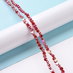 FireBrick Electroplate Glass Beads Strands, AB Color Plated, Faceted, Flat Round, FireBrick, 4.5x2.5~3mm, Hole: 0.8mm, about 145~150pcs/strand, 21.26''(54cm)