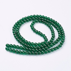 Dark Green Spray Painted Crackle Glass Beads Strands, Round, Dark Green, 6mm, Hole: 1.3~1.6mm, about 133pcs/strand, 31.4 inch